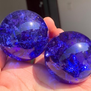 1.9&#39;&#39;+Blue Titanium Rainbow Magical Aura Crackle Sphere,Crystal Glass Ball,quartz Crystal,Crystal Ball,Crystal sphere,crystal Gifts 1pc
