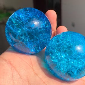 Blue Titanium Aura Crackle Quartz Crystal Sphere (50mm)