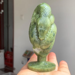 3.9&#39;&#39; Natural Green jade crystal,quartz crystal,Snake skull,Home Decoration,hand carved,crystal Snake,Crystal Gifts 1pc