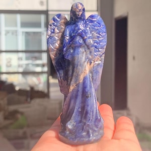 4&quot; Hand Carved Sodalite Angel Skull: Crystal Healing Decor