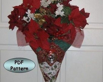 Cono de flores y aplique de pared PATRÓN PDF - Un proyecto de costura y acolchado - Decoración de puertas - Regalo de anfitriona