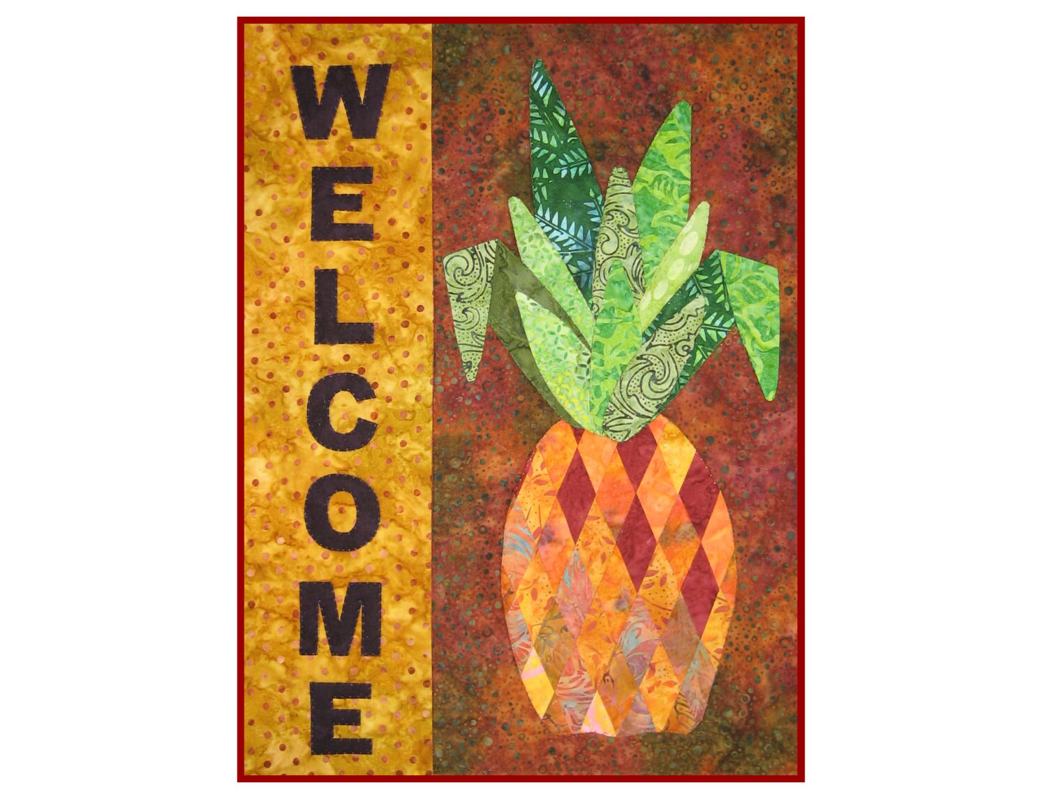 A Warm Pineapple Wall Hanging Pattern Applique and Piecing