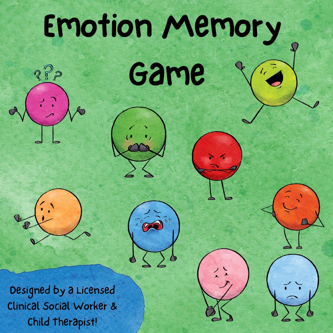 Emotion memory game emotion identification school counseling activity
