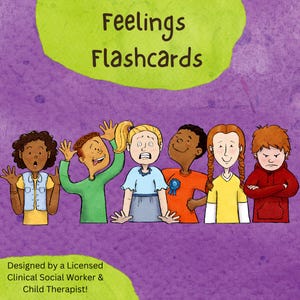 Feelings Flashcards, Emotions Visual, Feeling Identification, School Counseling, Therapy Resource for Kids