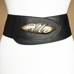 Extra Wide Black Vintage Non Leather belt, 29-33&quot;, 75-85 cm