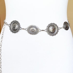 Silber Metal Concho Kette Gürtel S M L