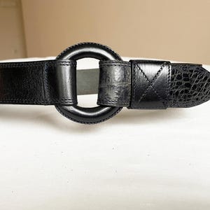 XS Vintage Black Leather belt 25-27&quot;/ 65-70cm
