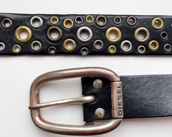 【ヴィンテージ 】DIESEL デカロゴ メタル leather ベルト 85 ヴィンテージ 】DIESEL デカロゴ メタル leather ベルト 85