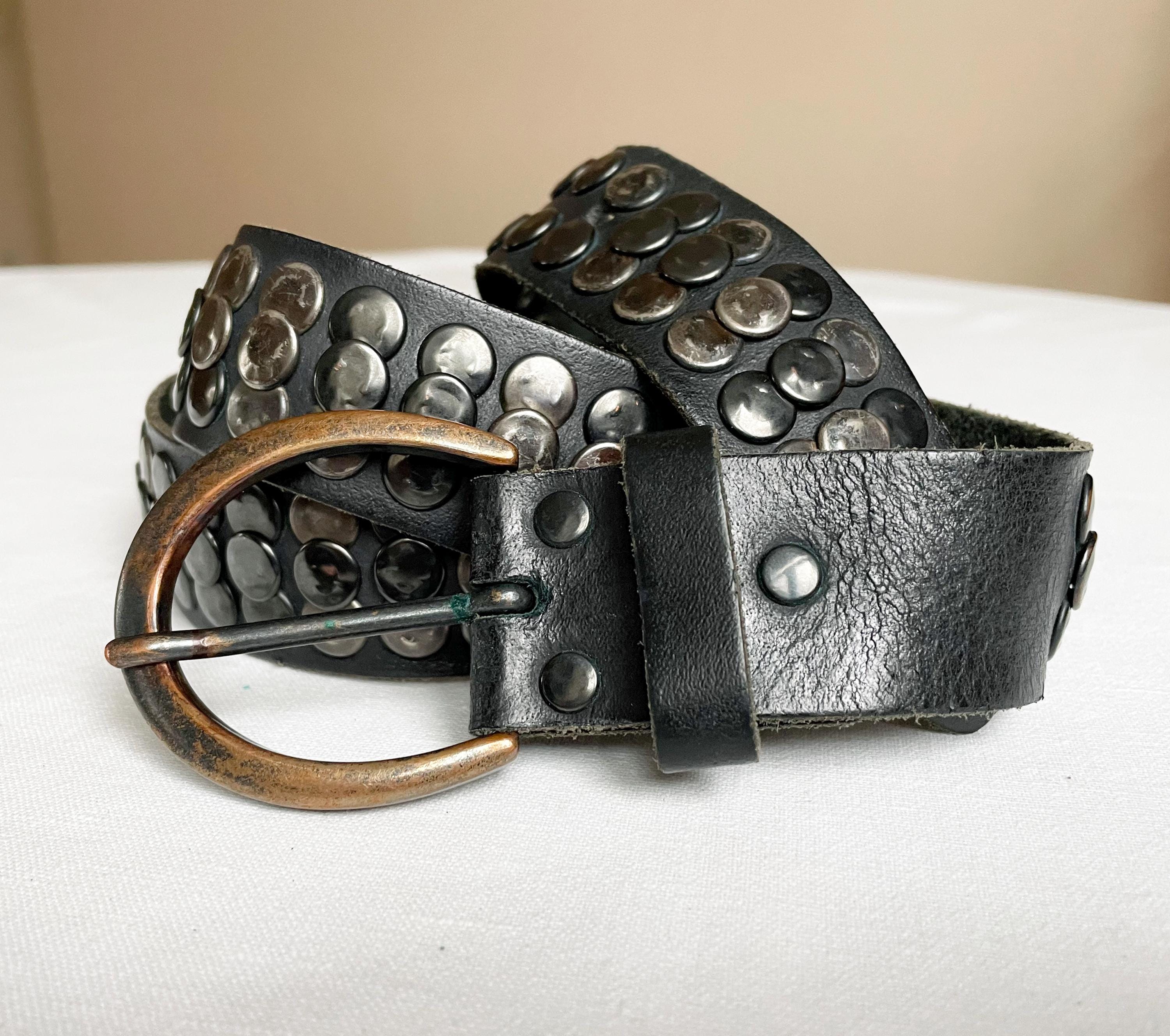 Vanzetti Western Rock Studded Black Vintage Leather Belt