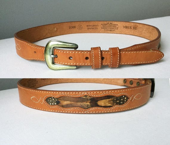 Silver Creek Vintage Horsehide Inset Brown Leather Belt  display picture 3