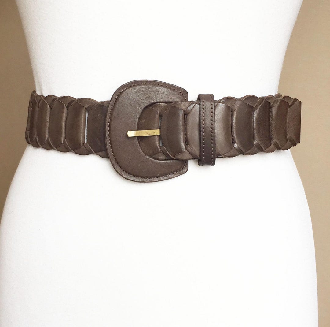 Vintage Brown Woven Chain Link Leather Belt M/L - Etsy display picture 2