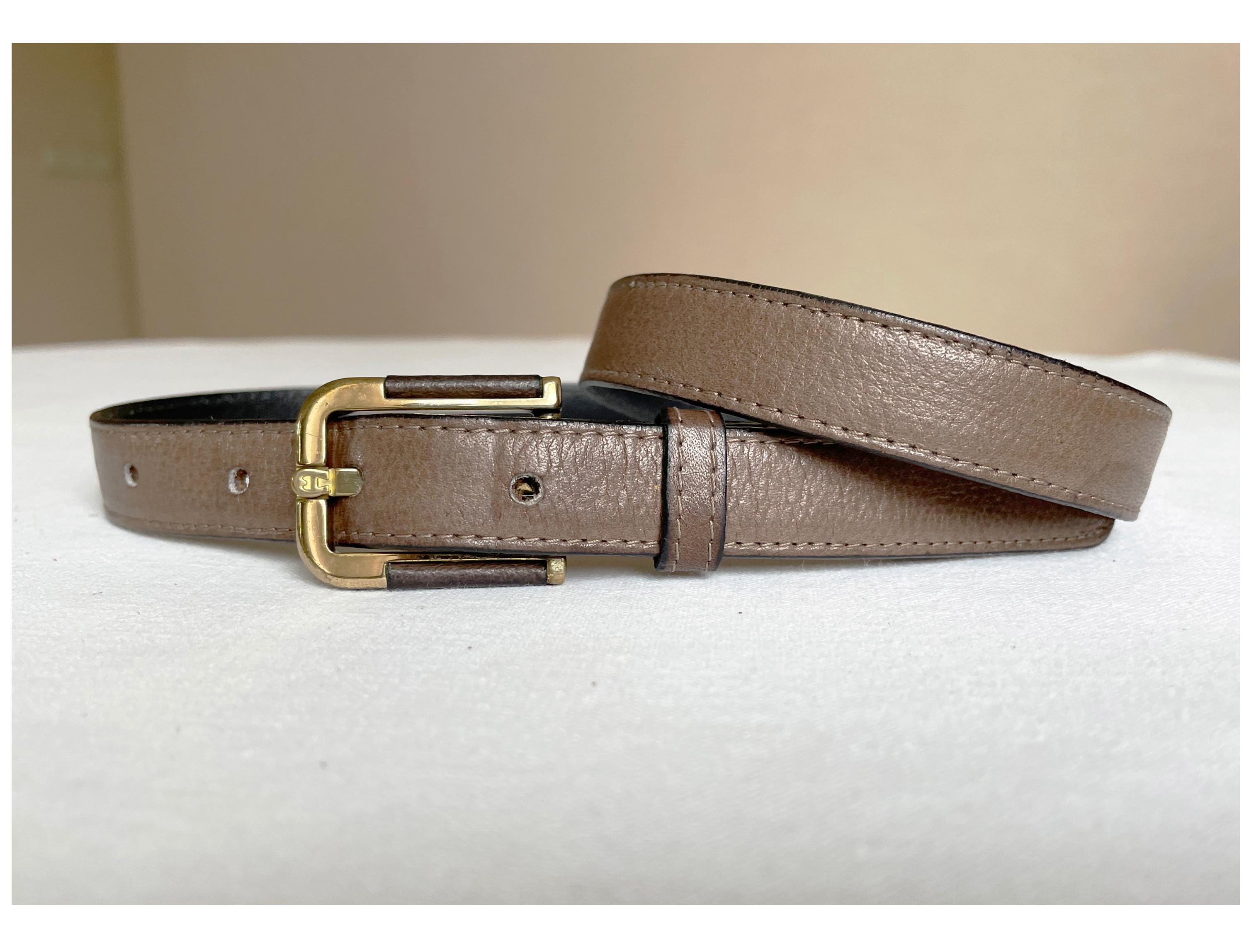 Etienne Aigner Skinny Vintage Light Brown Tan Thin Leather 