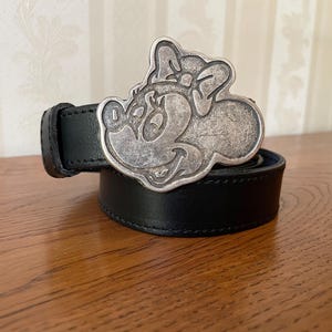 Vintage Black Leather belt 70-85cm/27-33&quot;
