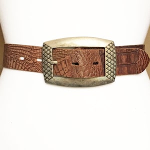 Western Vintage Brown Embossed Leather belt, 35-39&quot;/ 90-100cm