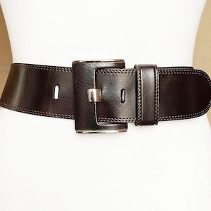 Vintage Brown Wide Leather belt, 29-33&quot;/ 75-85cm