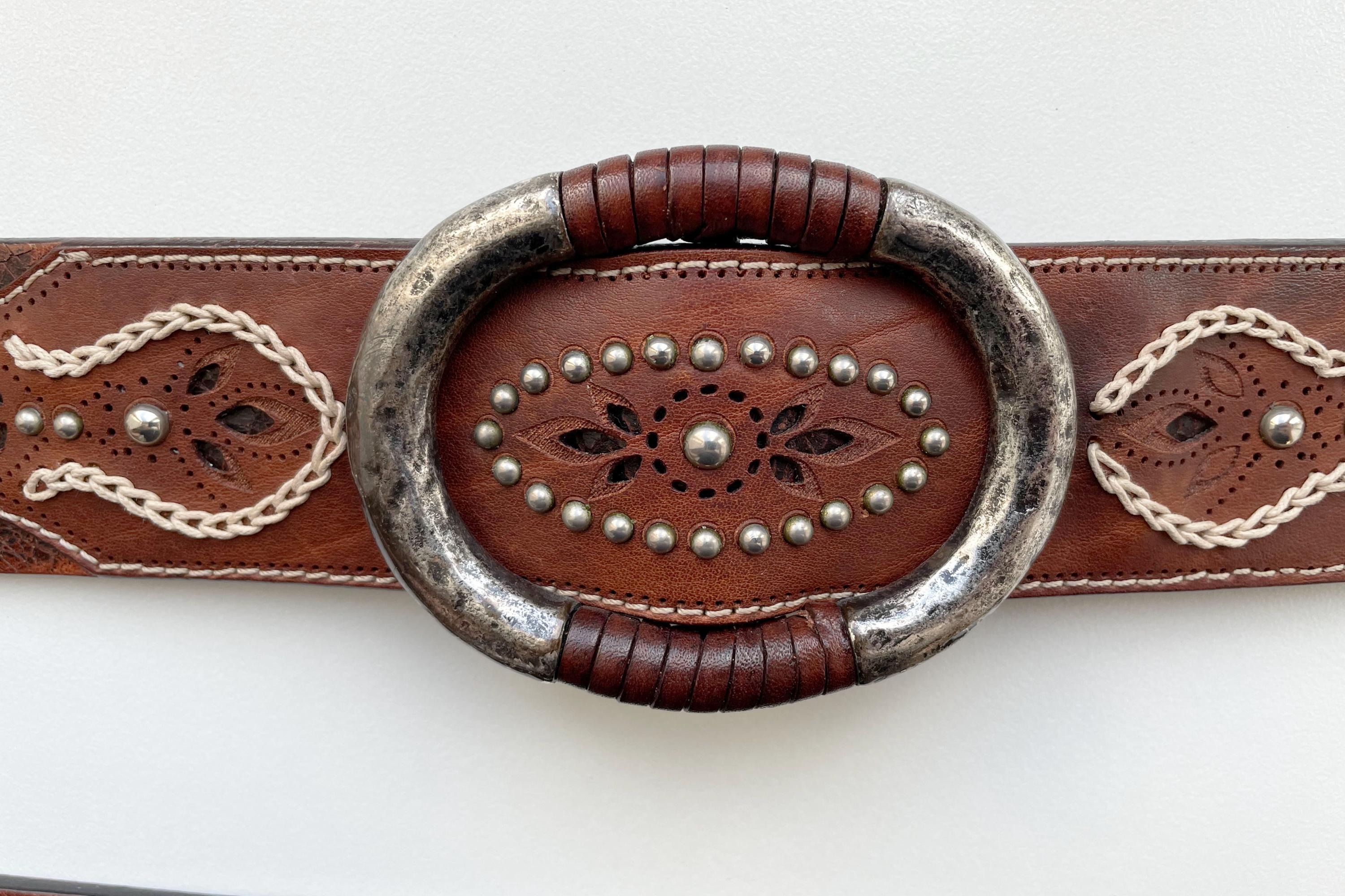 Post&Co Brown Pony Hair Belt; Size: 90 OVAL-BUCKLE PONY HAIR-EFFECT LEATHER BELT - BROWN | COS main image 4
