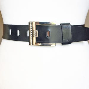 Bernd Götz Vintage Black Leather belt Made in Germany, 27-31&quot;/ 70-80cm