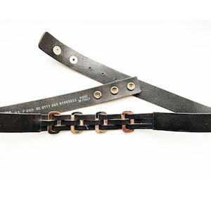 JOOP! Vintage 80s Black Leather belt Italy, 34-37&quot;/ 87-94cm