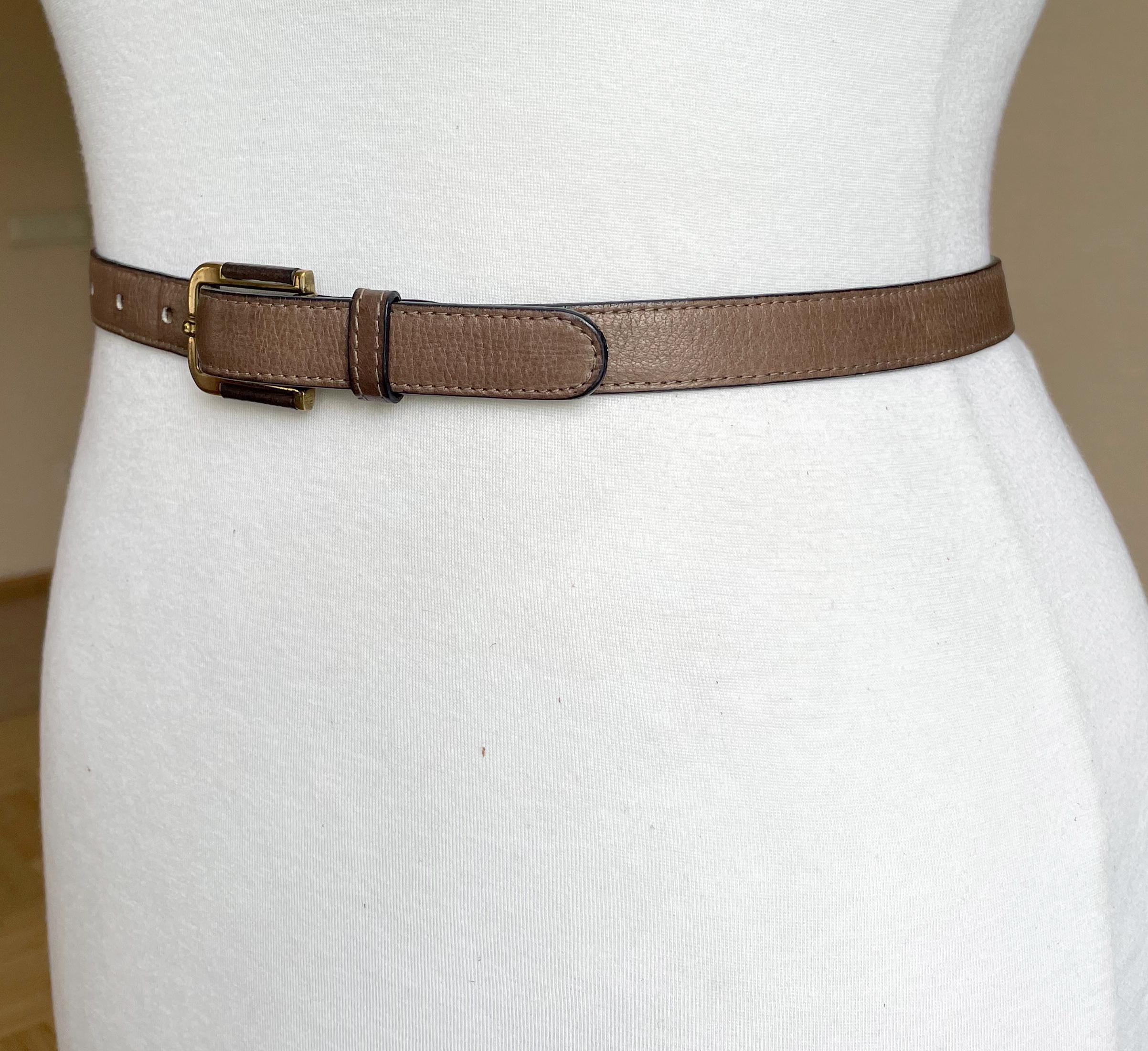 Vintage Etienne Aigner Skinny Belt Size 32 Made In Spain Etienne Aigner Vintage Skinny Leather Belt with Metal A Logo  main image 2