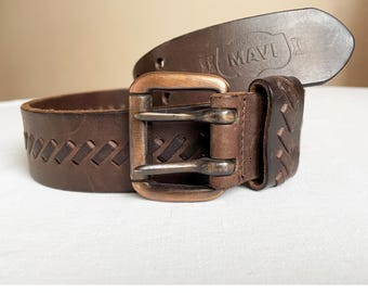 60s 70s Thick Steerhide Saddle Leather Belt Size M L XL 34  display picture 2
