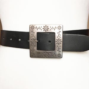 Vintage Black Leather belt, 32-38&quot;/ 82-97cm
