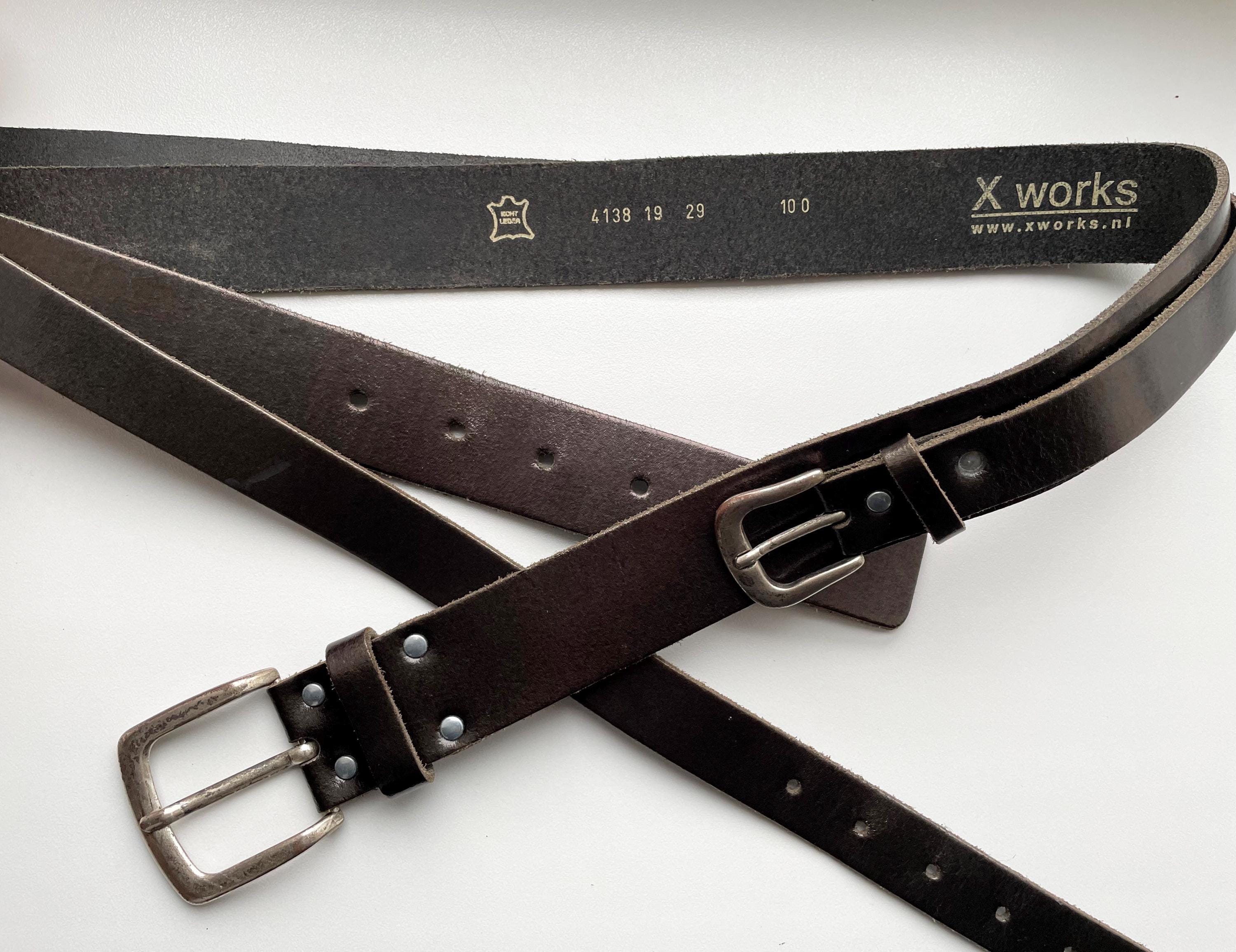 Xworks Vintage L XL Western Greenish Brown Leather Belt, 93  display picture 2