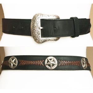 Vintage Leather Belt, Black, Lots of Studs Design, Nice