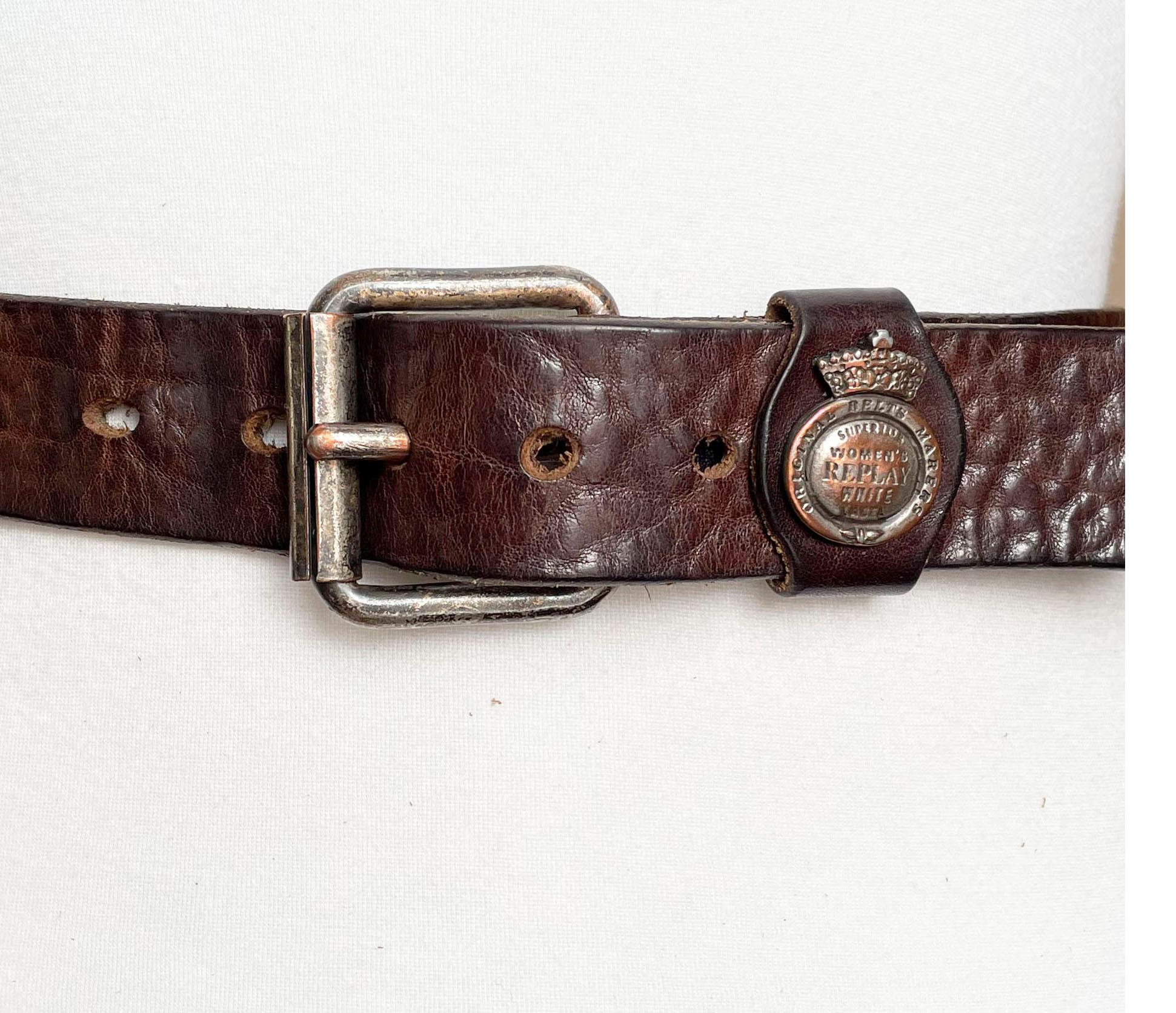 Genuine New Old Stock REPLAY vintage black leather belt
