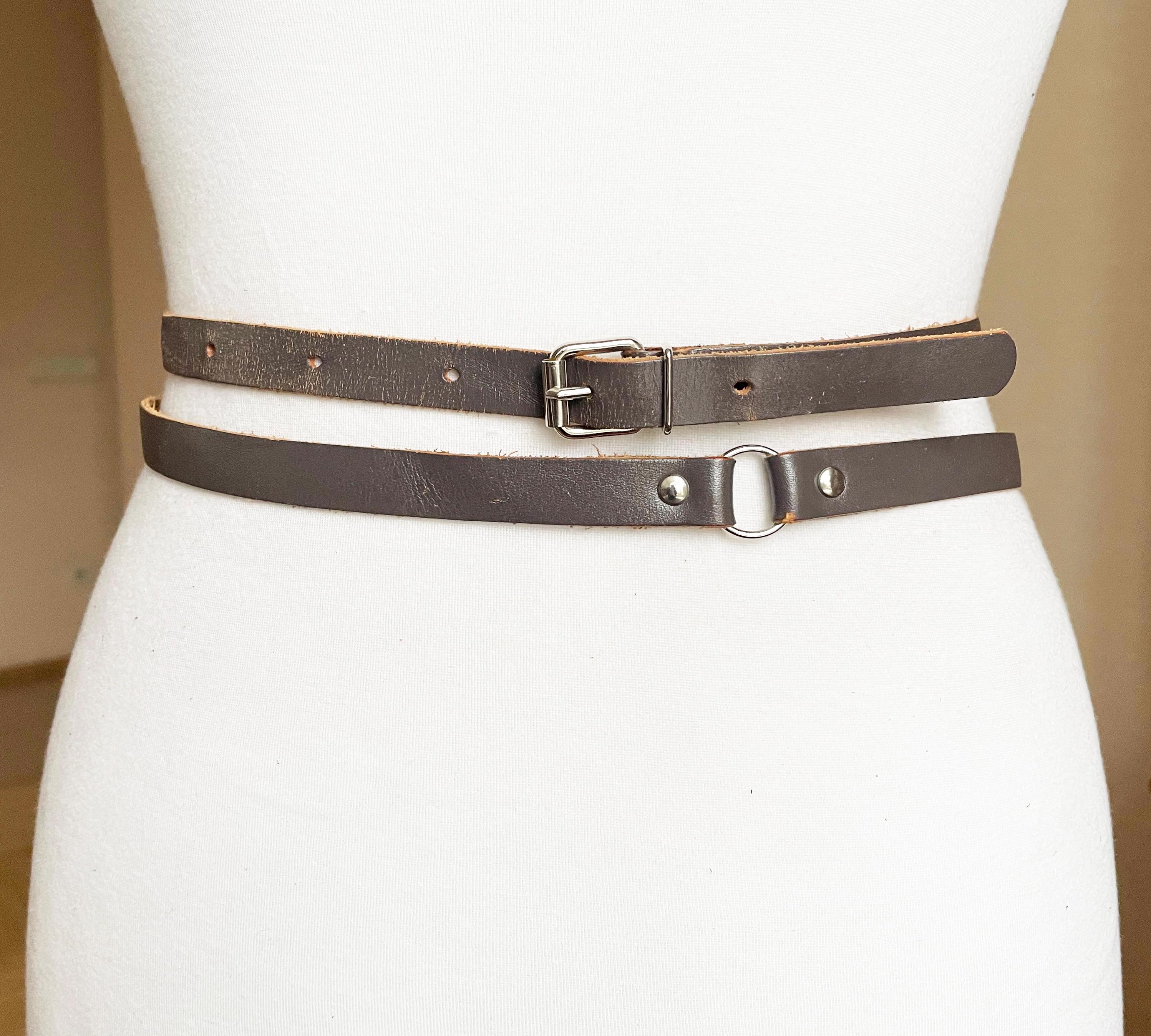 1980s Double Wrap Leather and Brass Western Chic Belt A casual, individual and retro belt, Western-style clothing  main image 4