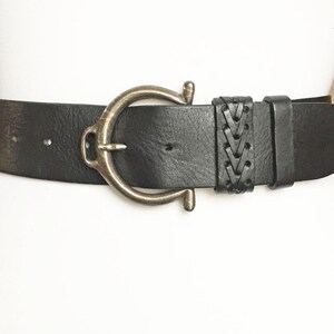 Black Vintage 80s 90s Western Leather belt, 37-41&quot;/ 95-105cm