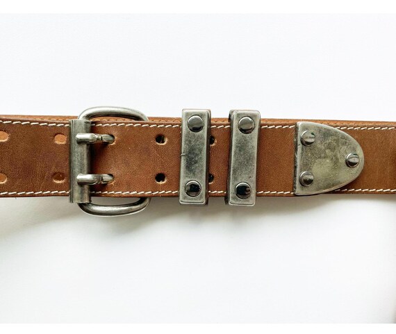 Western XS S Double Prong Solid Metal Buckle Brown Vintage  display picture 1