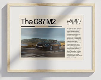 Art mural BMW M2 G87, affiches de voiture pour la maison, affiche de course esthétique, décoration de sport automobile M, téléchargement de impressions de sport automobile, cadeaux de voiture