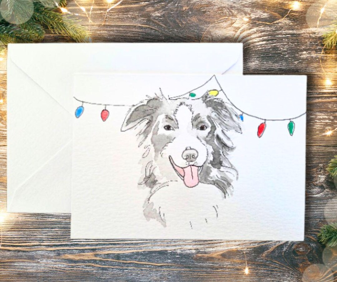 Handmade Border Collie Christmas Card - Watercolor Dog Art - Etsy