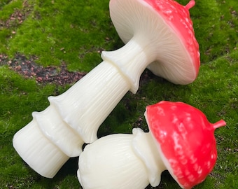 Handmade Beeswax Mushroom Candle, Cottagecore Forest Decor