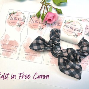 Tie the Knot Bridal Scrunchies - Instant Download - Scrunchies for Bridal Party Favor - Edit in Free Canva