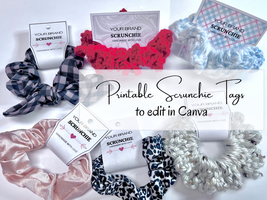 Printable Scrunchies Tags to Edit Instant Download Customize Tag for