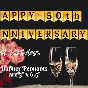 50th Anniversary Pennant Banner, for Anniversaries and Birthdays, Create you own! - jPEG &  PDF Format