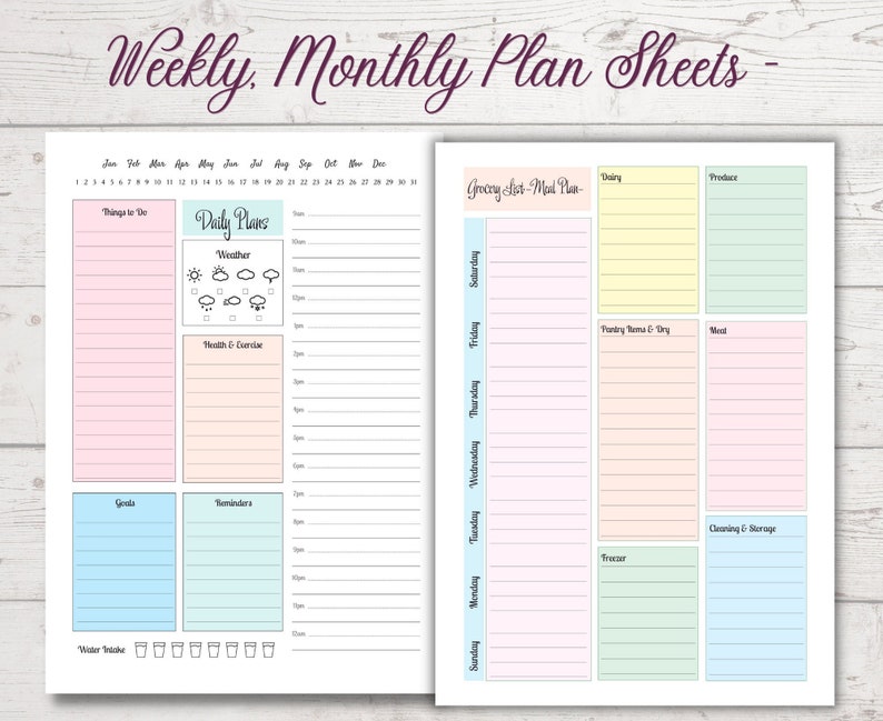 Monthly, Weekly, Daily Plan Sheets - Quick and Easy Organizing - A4, A5 ...
