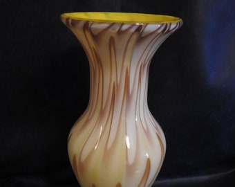 A Vintage  12" Tall Czech Swirl Designed Vase