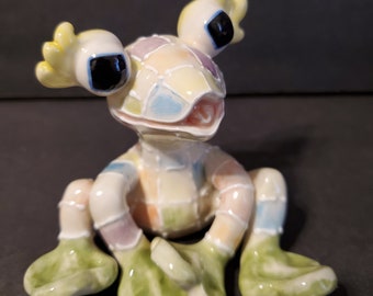 Vintage Koko Critters Froggie Faith Patchwork Figurine - New - Great Gift