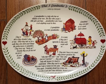 1983 "What a Grandmother Is" Platter 14.5"x 11" Decorative Platter Made in USA