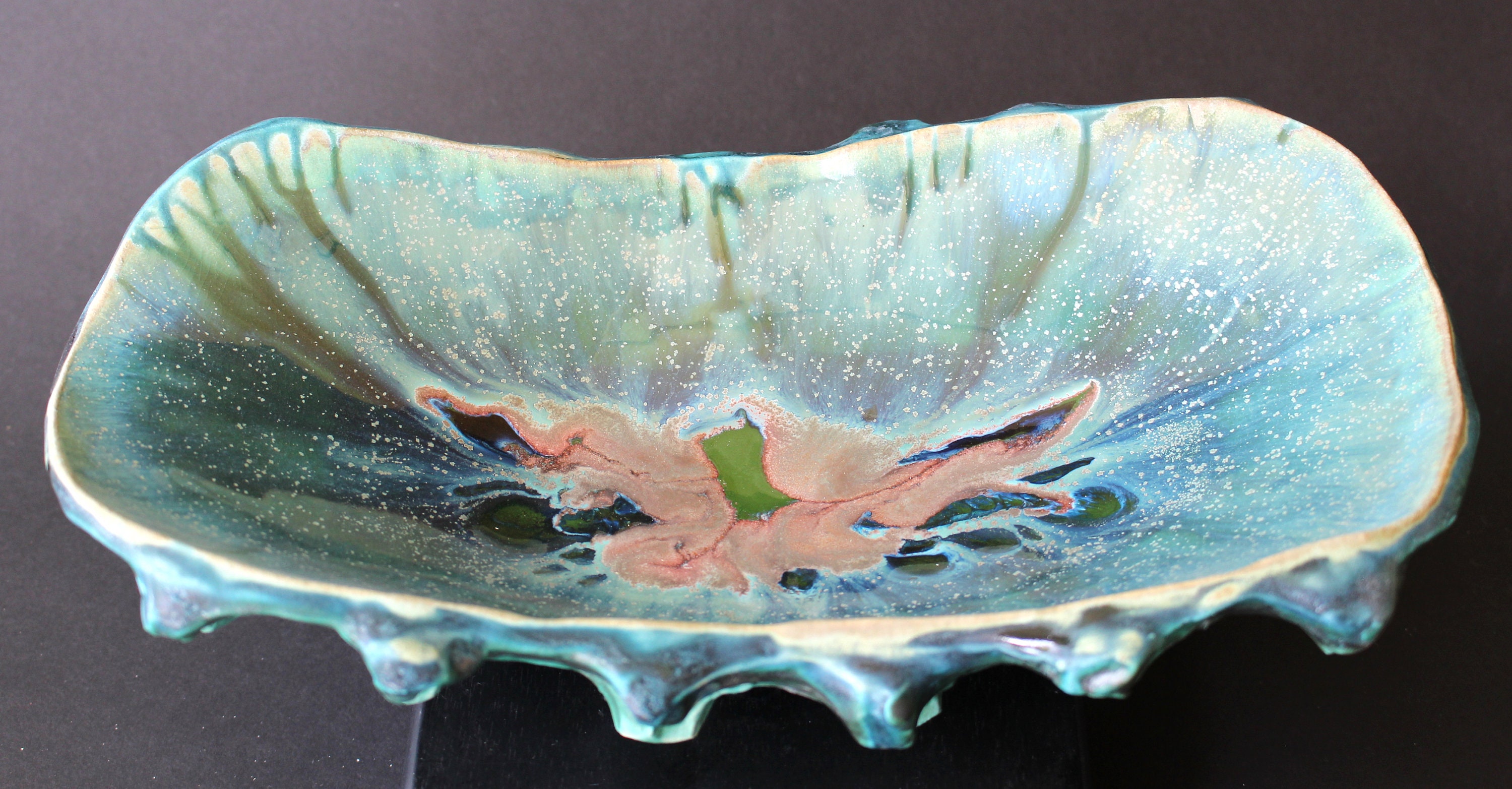 Ceramic Serving Bowl Ocean Inspired Handmade One of a Kind Etsy