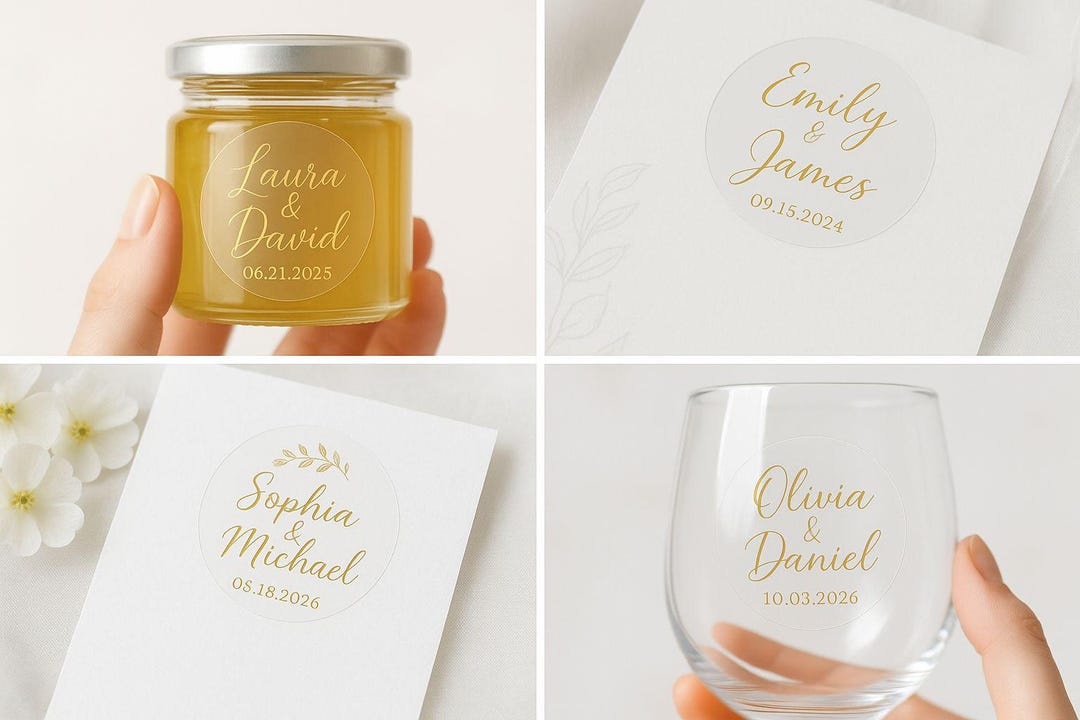 Personalized Clear Labels, Transparent Custom Wedding Favors, Round ...