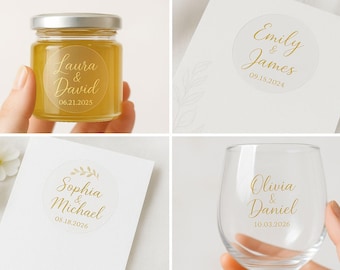 Personalized Clear Labels, Transparent Custom Wedding Favors, Round & Square Thank You Seals