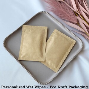 Bomboniera rustica per matrimonio – Salviettine umidificate personalizzate in carta kraft – Salviettine umidificate personalizzate per ospiti 7 x 12 cm – Regalo di matrimonio minimalista ecologico, regalo di matrimonio boho