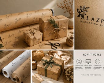 Custom Printed Kraft Paper Roll, Flower Wrapping Paper, Florist Packaging, Bouquet Wrap, Custom Logo Flower Shop Supplies
