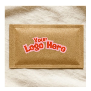 Lenços Umedecidos Eco Kraft com Logotipo Personalizado | Embalagem de Papel Natural 7 x 12 cm | Lenços Recicláveis e Personalizados para Cafés, Casamentos e Eventos