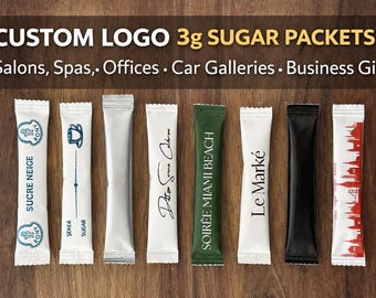 Benutzerdefiniertes Logo-Zuckerpaket, personalisierte Sticks für Salons, Spas, Büros, Autogalerien, Geschäftsgeschenke