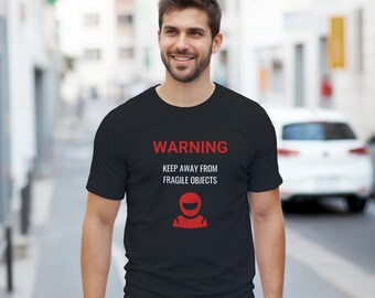Camiseta de corredor - "Manténgase alejado de objetos frágiles" - Edición roja