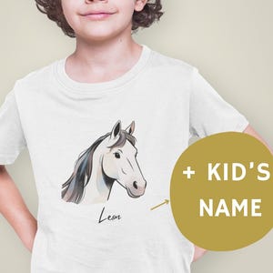 Personalized Kids Horse T-Shirt: Custom Name, Horse Graphics